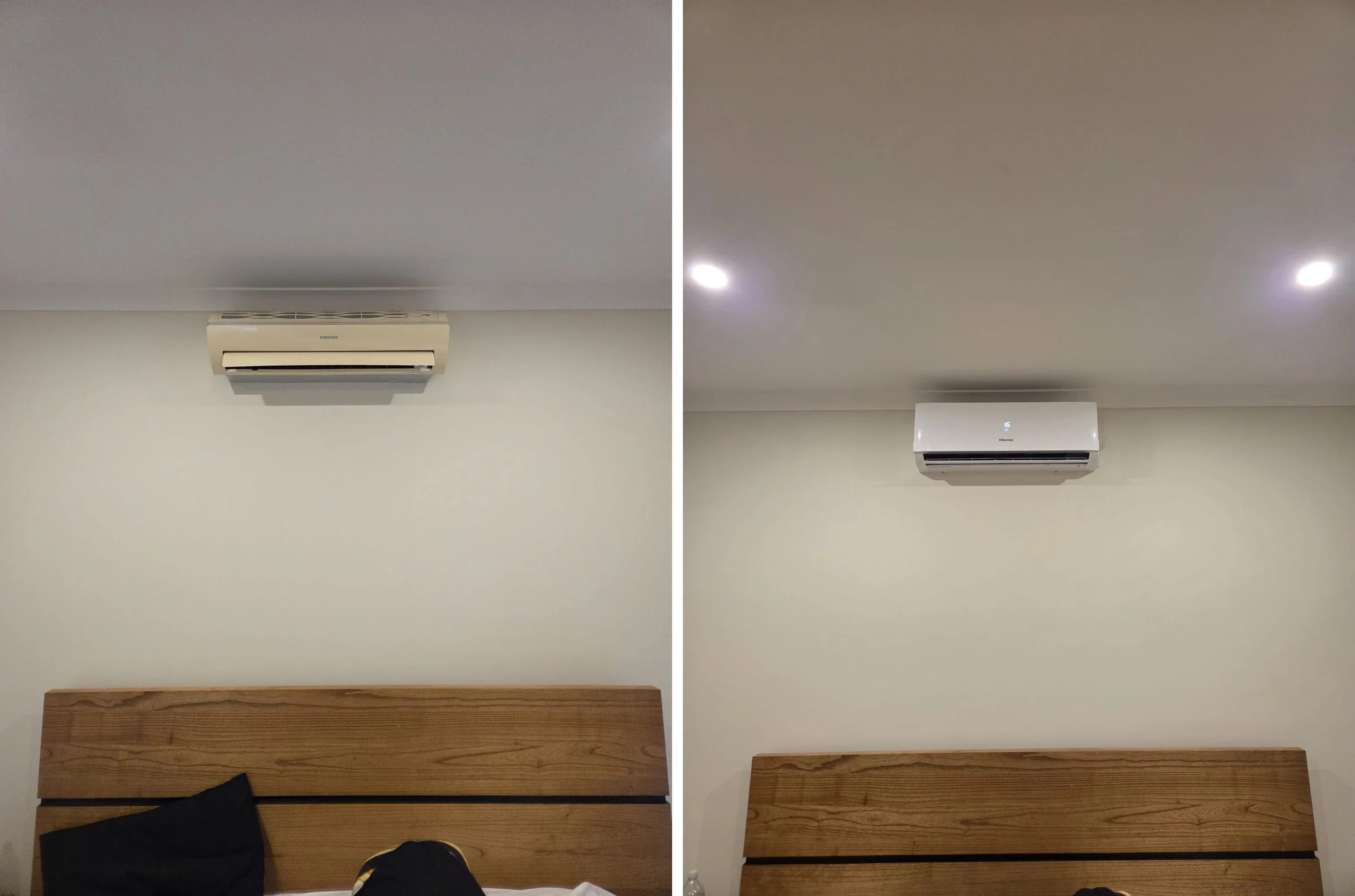 Split-system indoor unit install before and after