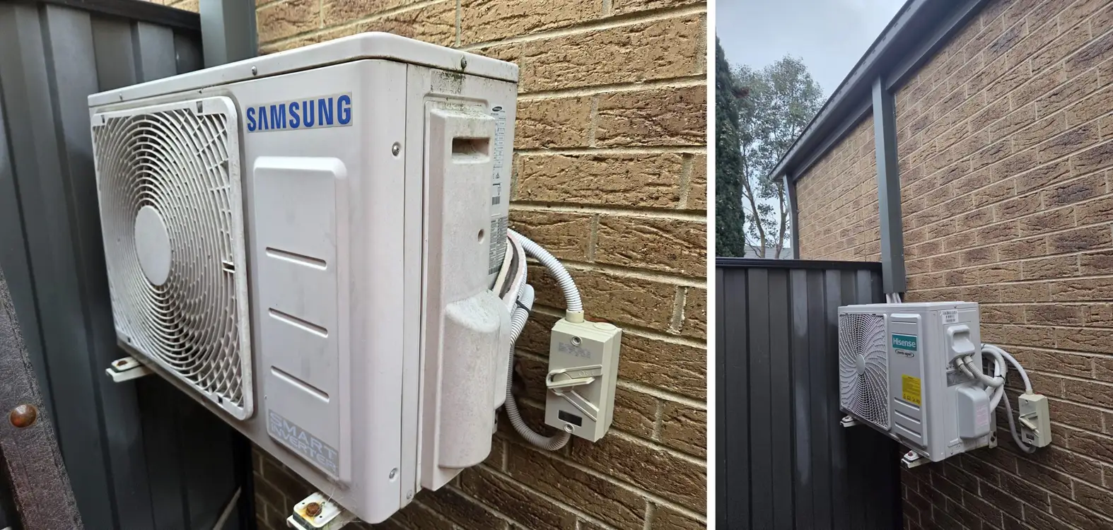 Split-system outdoor unit install before and after